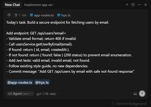 Voice Gecko chat interface showing AI conversation for development tasks